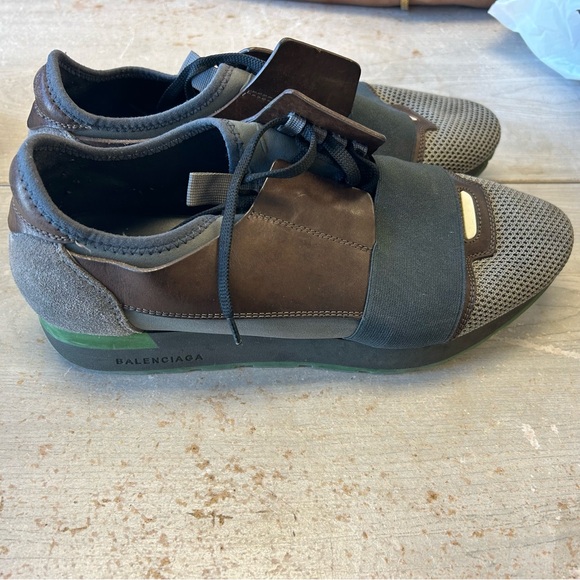 Balenciaga Mesh, Leather and Patent Race Runner Sneakers. Athletic Leisure Wear - Picture 3 of 5